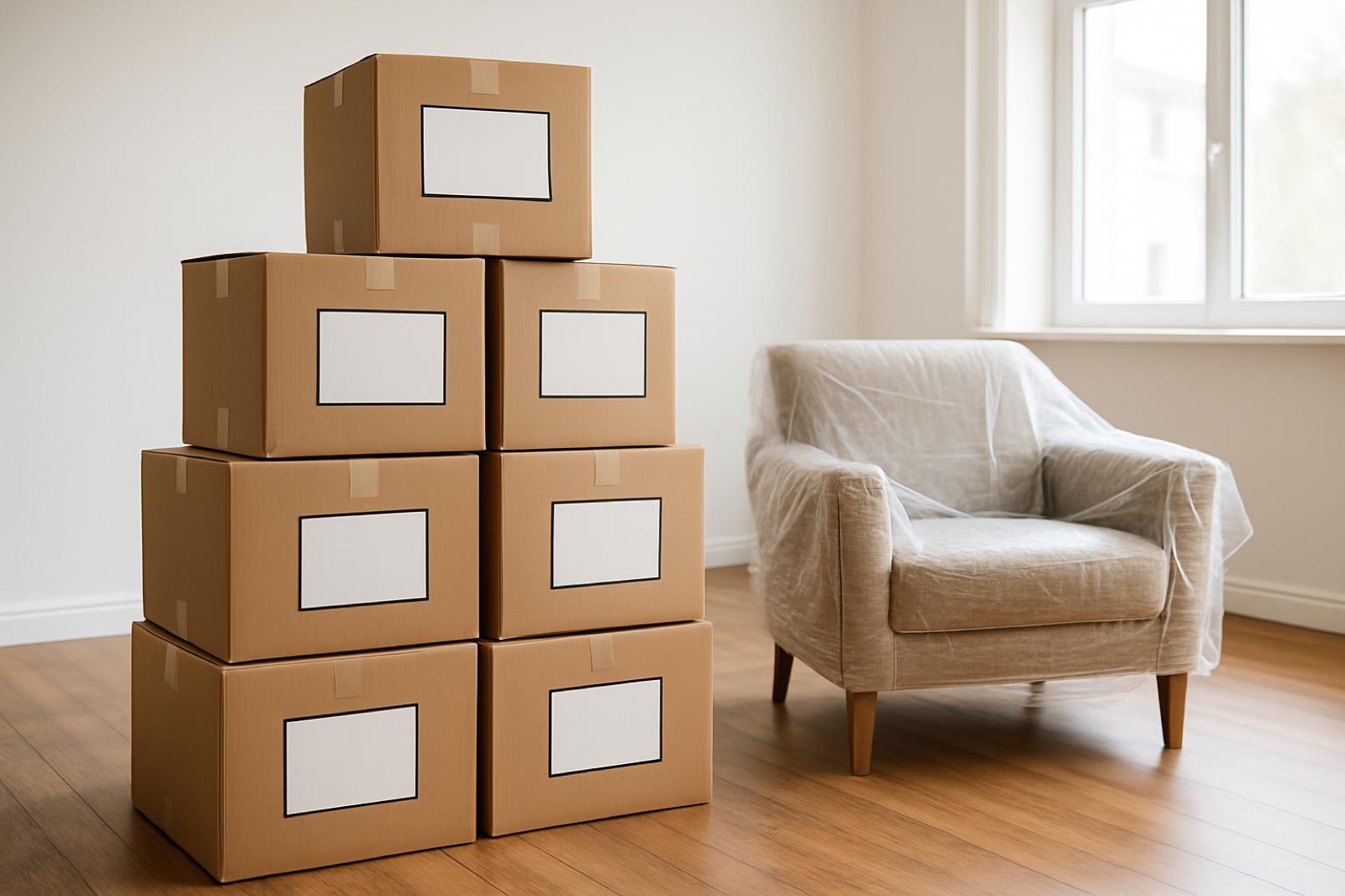 Ledezma Movers - moving truck and wrapped furniture in Irvine